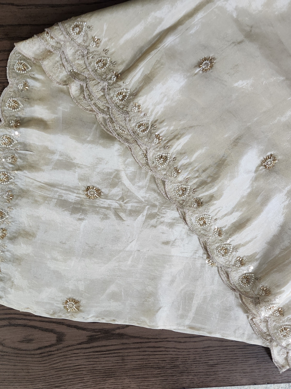 Gold Silk Embroidered Dupatta Indian Wedding Attire